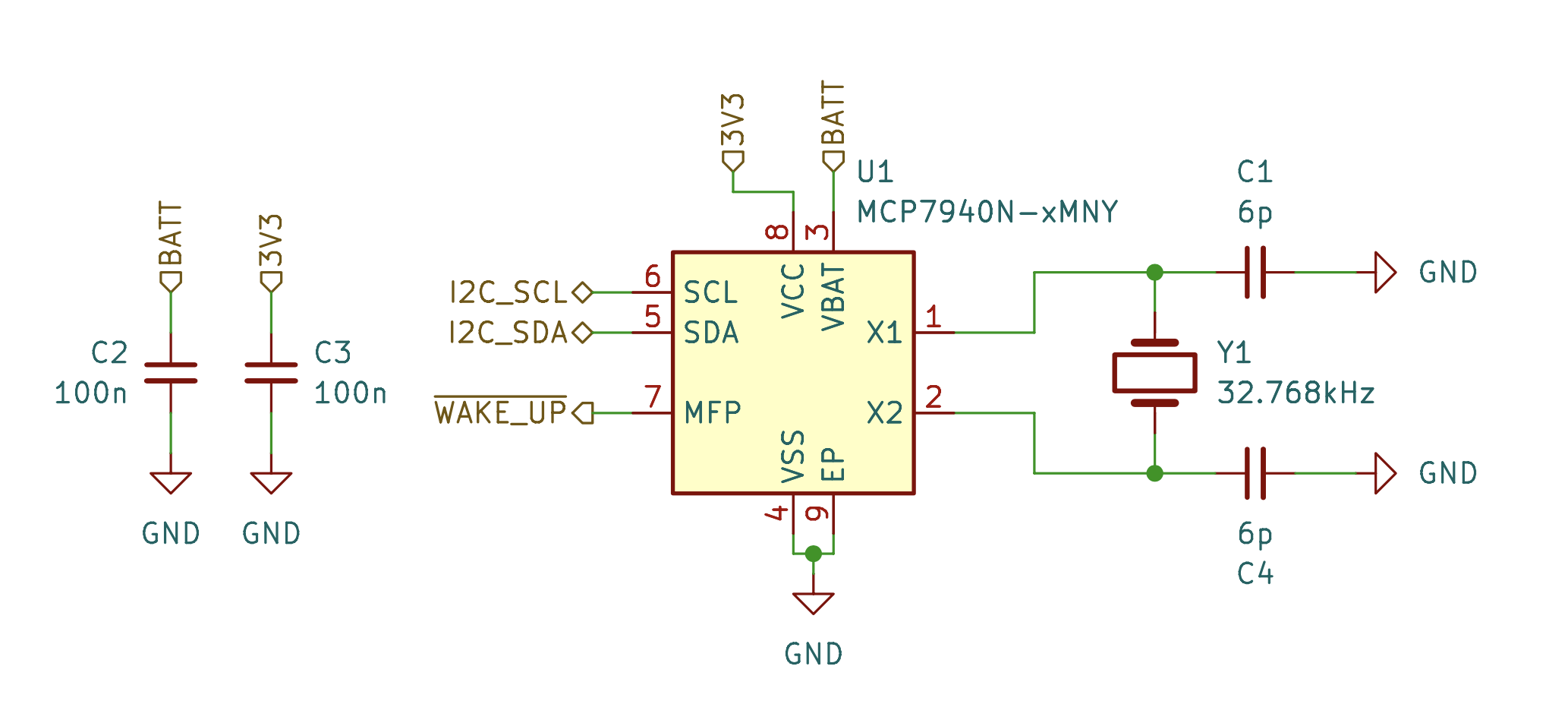 MCP7940N application schematic